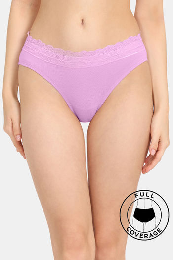 Buy Zivame Low Rise Full Coverage Bikini Panty - Violet Tulle